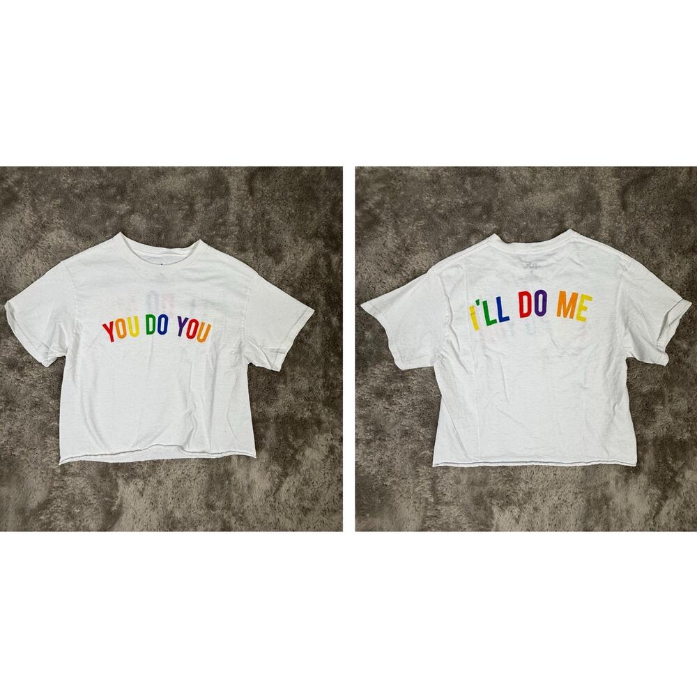 PH Phluid Project Crop Cutoff T Shirt Rainbow Pride Gay S Small You Do I'll Me - Picture 1 of 7